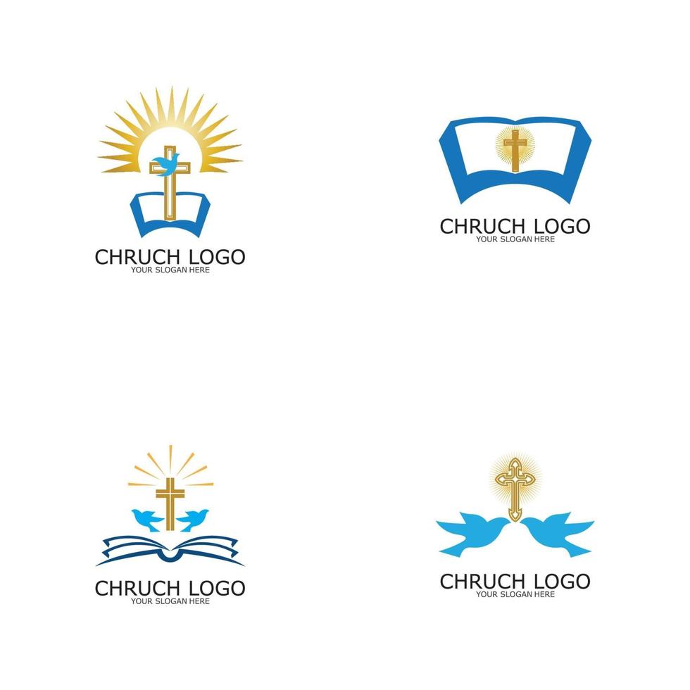 logo church.christian symbol, the bible and the cross vetor