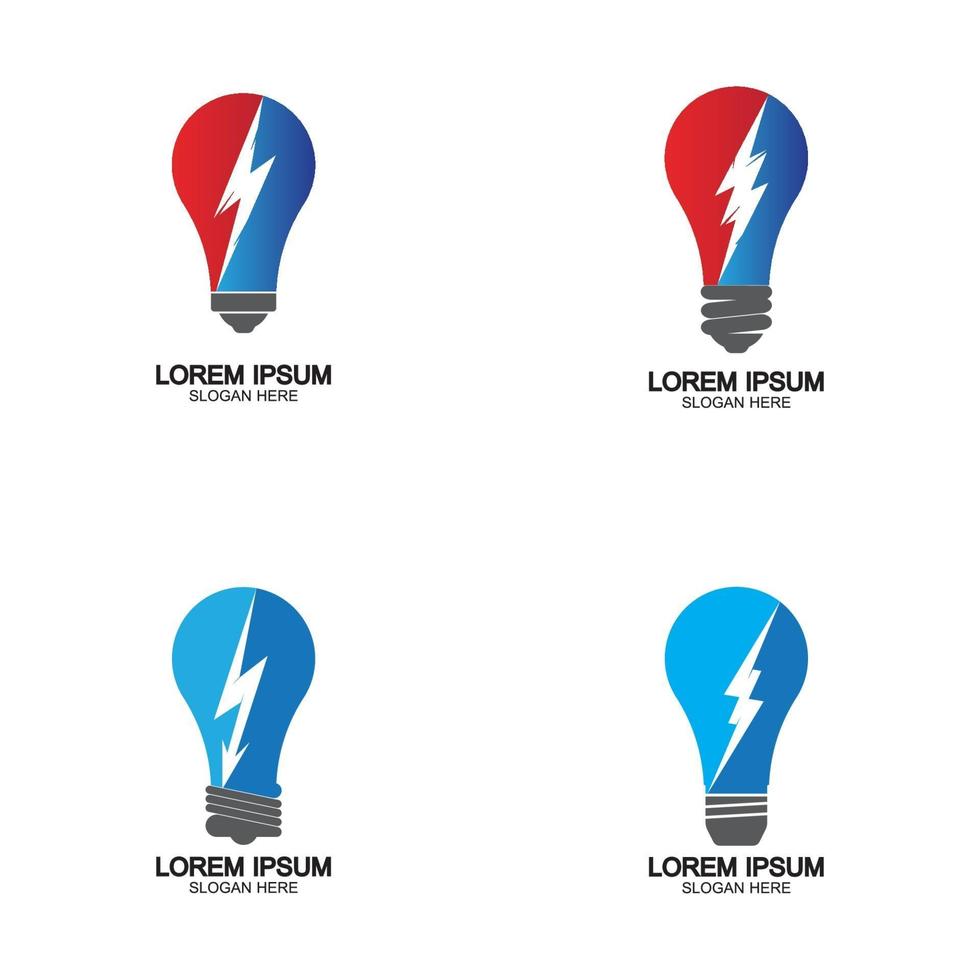 bulbo energia trovão parafuso conceito logotipo ícone modelo de vetor