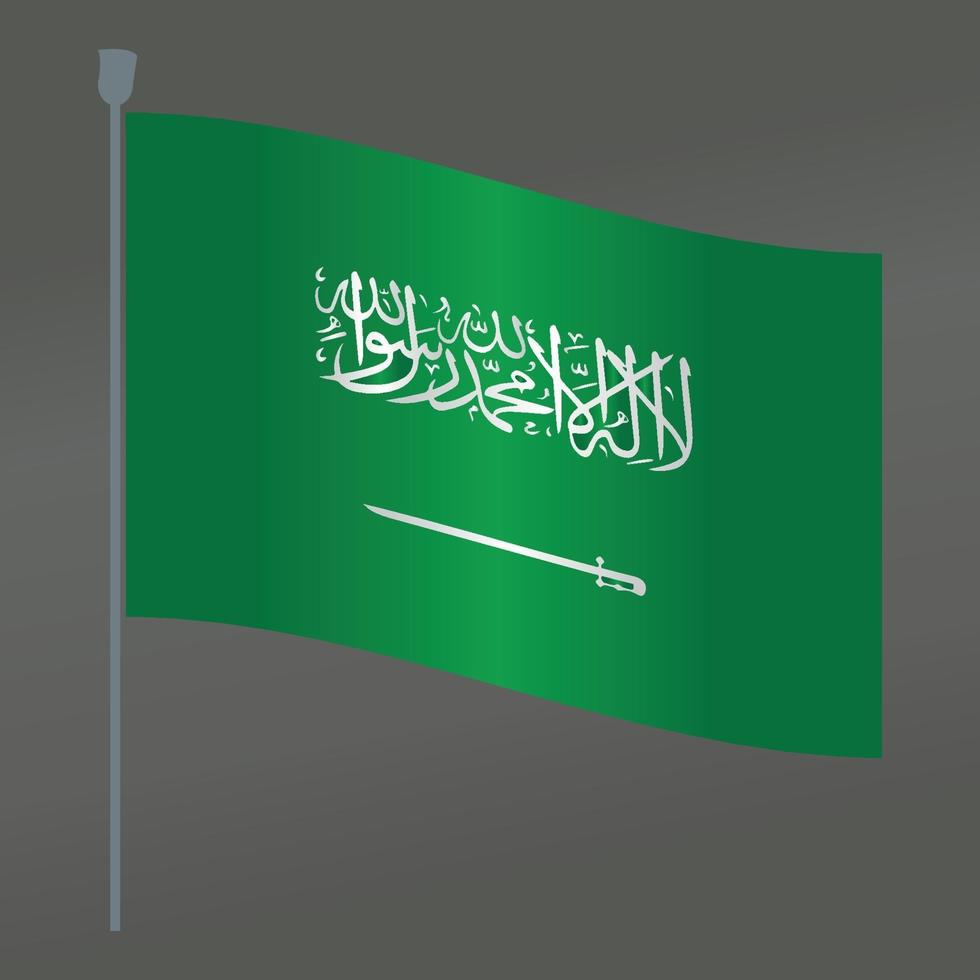 bandeira da Arábia Saudita e vetor plano de símbolo de pólo com cor gradiente