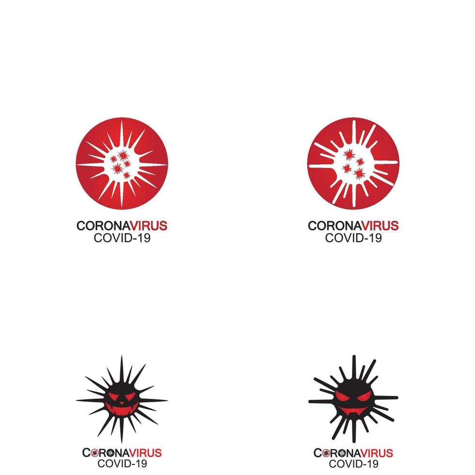 logotipo do vírus corona, bactérias, ilustração do ícone do vetor