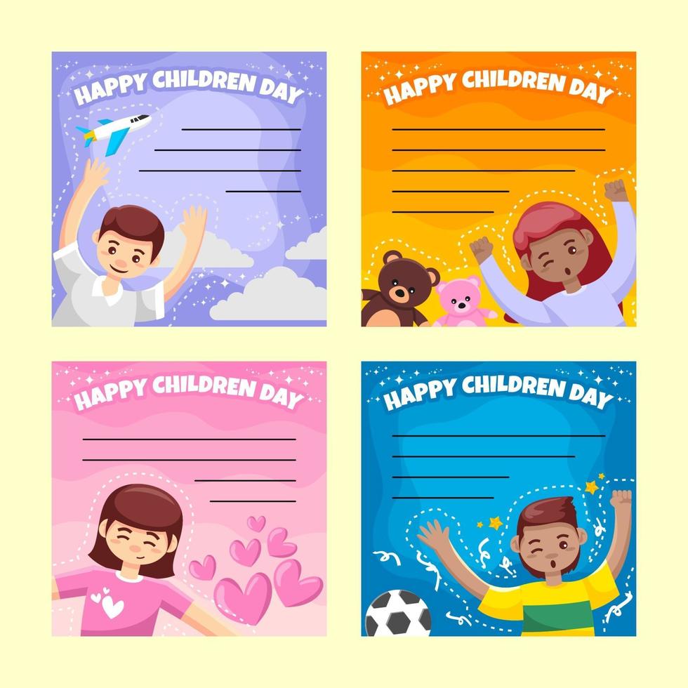 conjunto de cartão do dia mundial da criança vetor