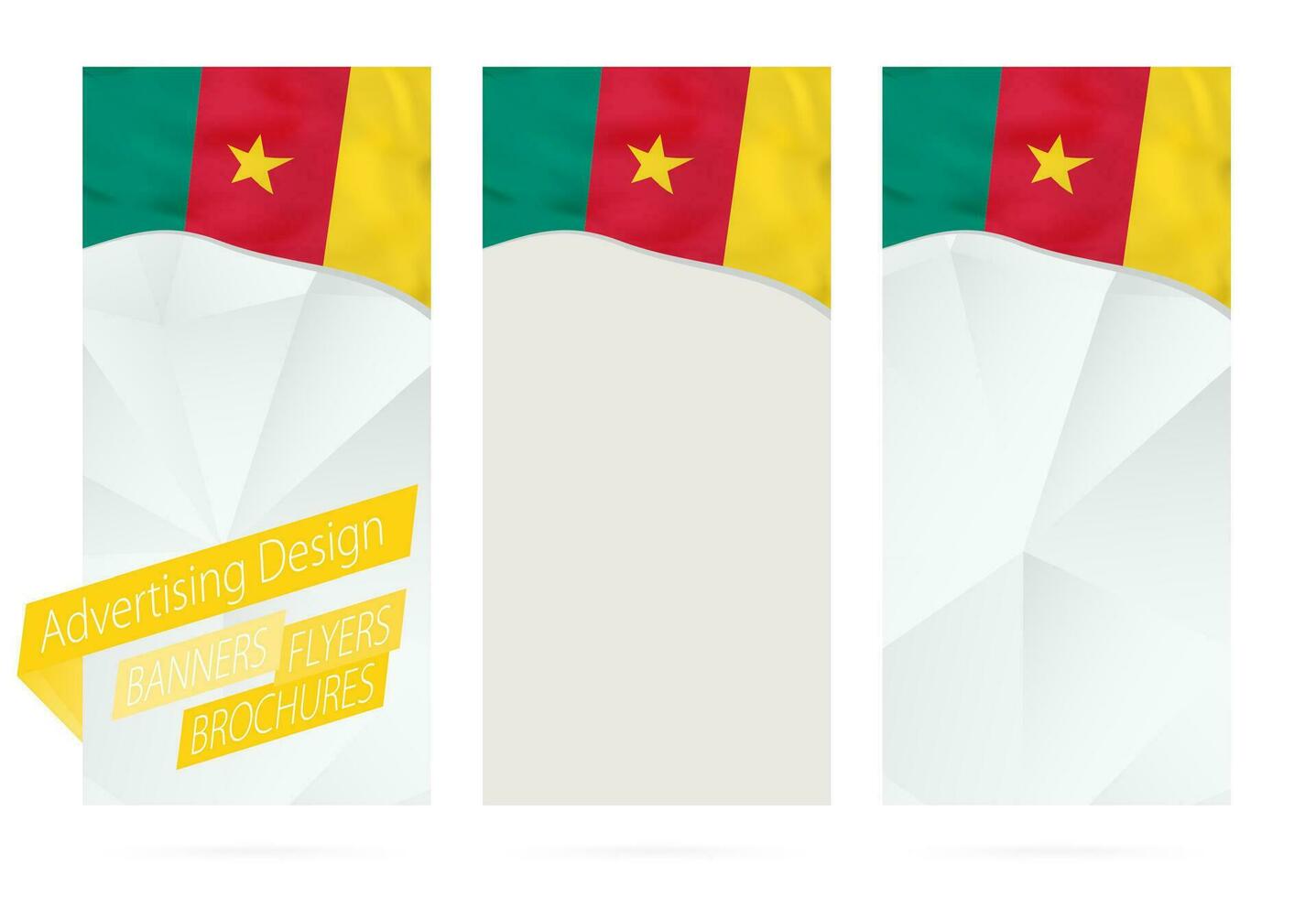 Projeto do bandeiras, panfletos, brochuras com bandeira do Camarões. vetor