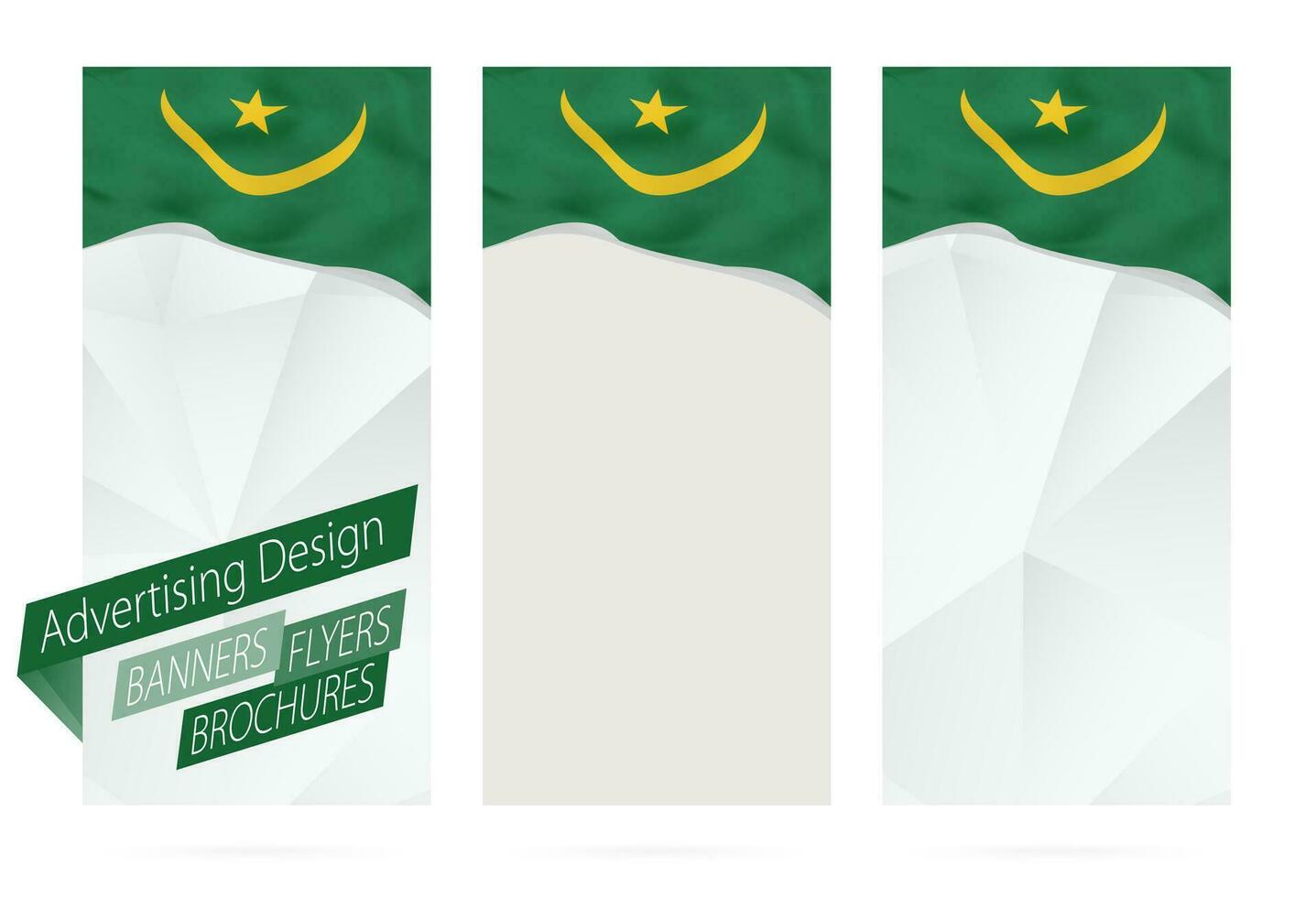 Projeto do bandeiras, panfletos, brochuras com bandeira do Mauritânia. vetor