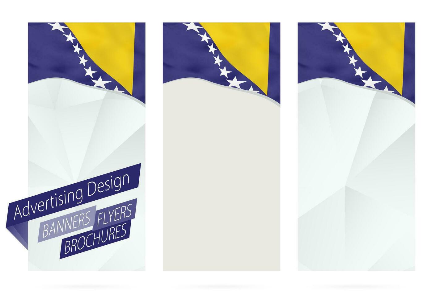 Projeto do bandeiras, panfletos, brochuras com bandeira do Bósnia e herzegovina. vetor