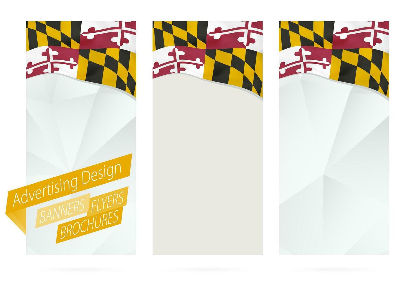 Projeto do bandeiras, panfletos, brochuras com Maryland Estado bandeira. vetor