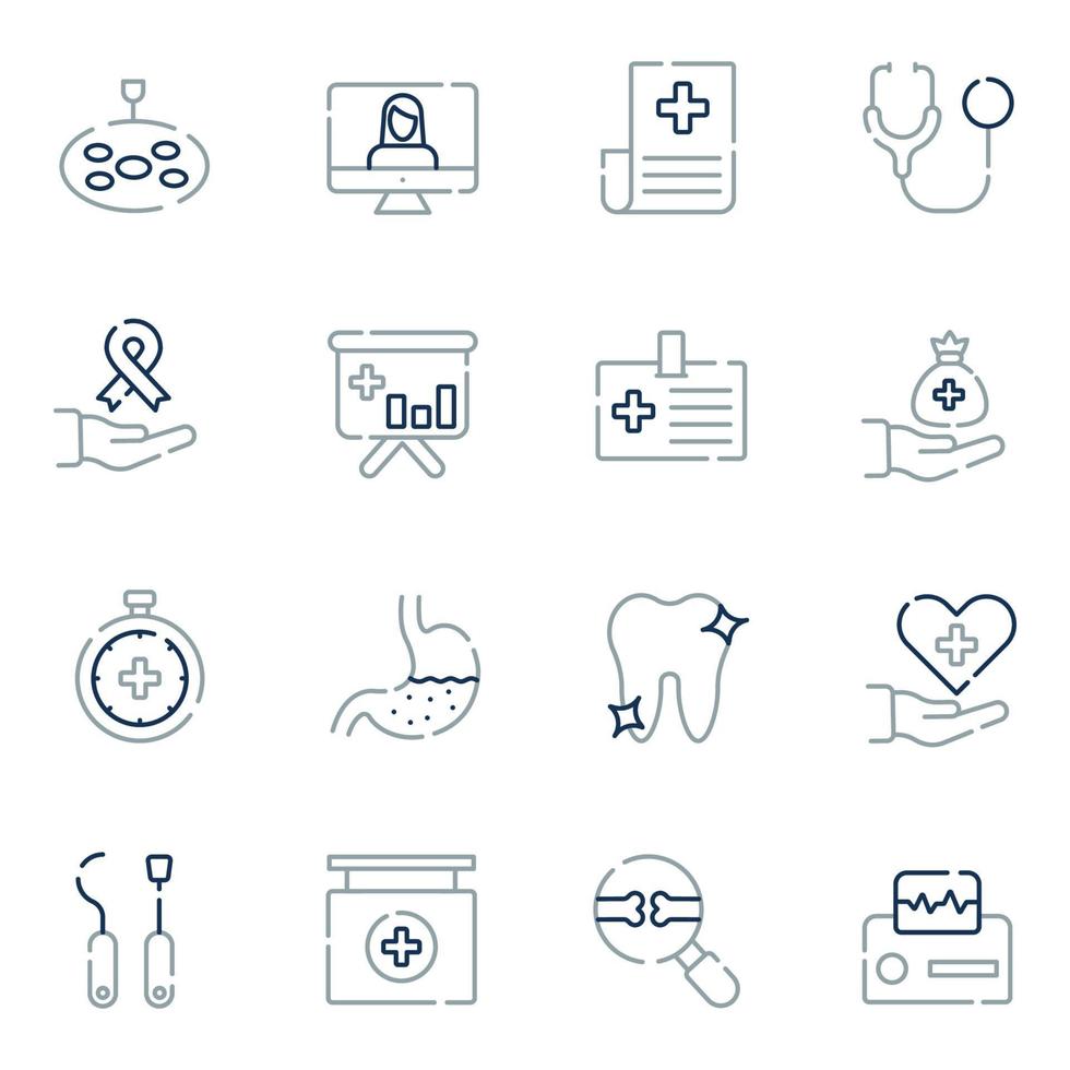 ícones de linha médica e de saúde vetor