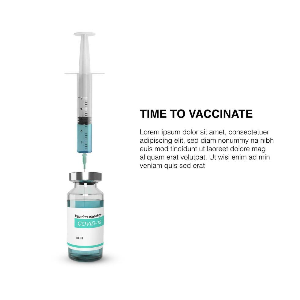 vidro vacina garrafa com seringa. vacinação remédio global programa. vetor ilustração