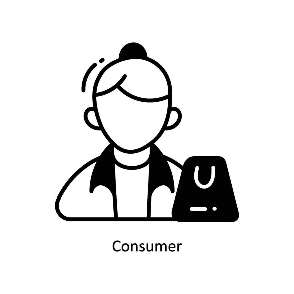 consumidor rabisco ícone Projeto ilustração. comércio eletrônico e compras símbolo em branco fundo eps 10 Arquivo vetor
