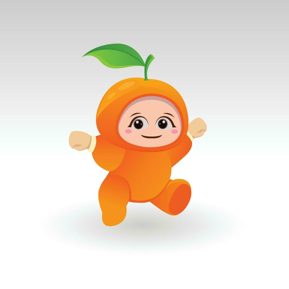 vetor laranja fruta kawaii desenho animado personagem vetor engraçado laranja fruta kawaii ilustração