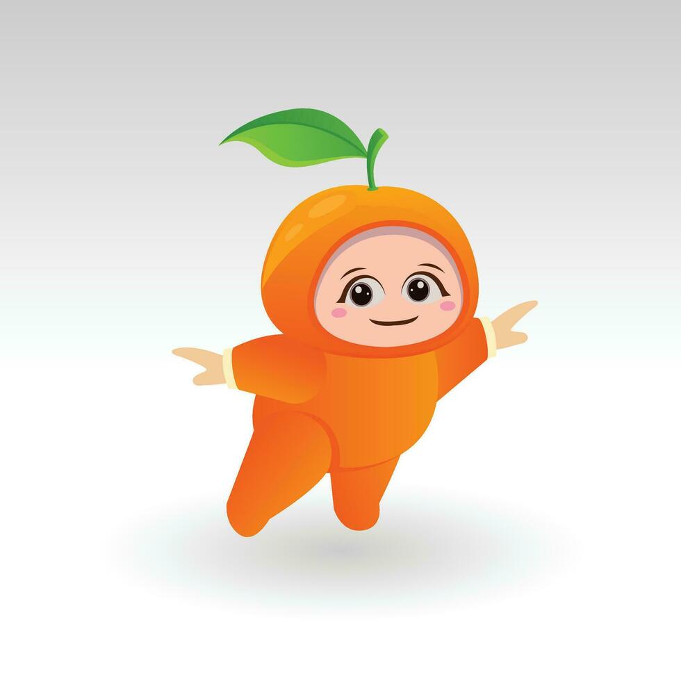 vetor laranja fruta kawaii desenho animado personagem vetor engraçado laranja fruta kawaii ilustração