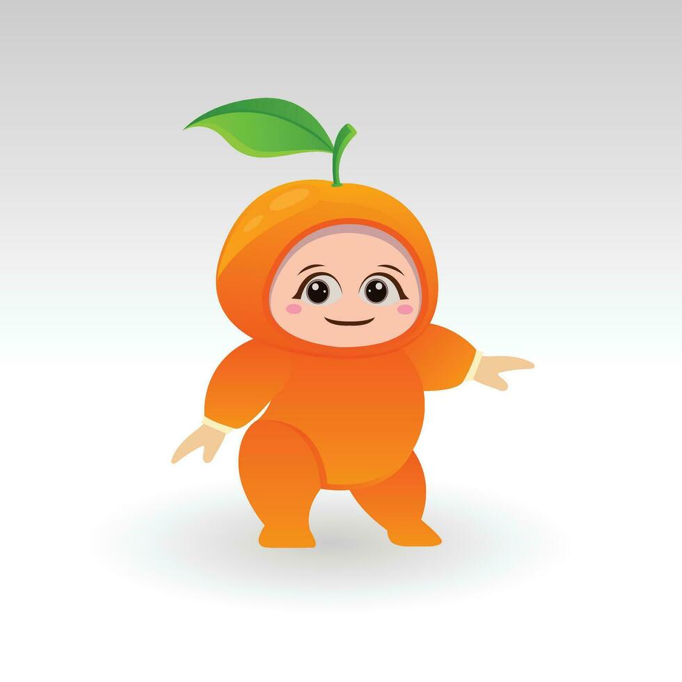 vetor laranja fruta kawaii desenho animado personagem vetor engraçado laranja fruta kawaii ilustração