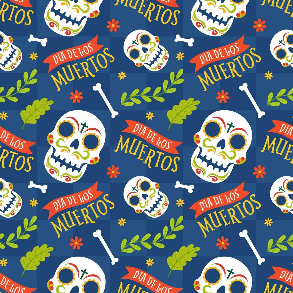 dia de muertos desatado padronizar ilustração com dia do a morto e esqueleto elemento dentro mexicano Projeto vetor