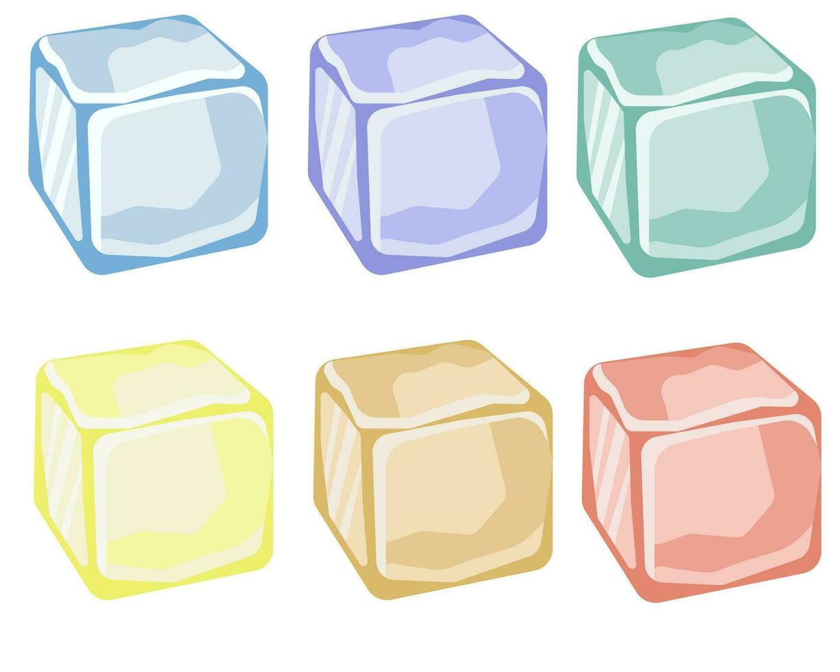 conjunto do colorida gelo cubos, congeladas água ou fruta sucos vetor