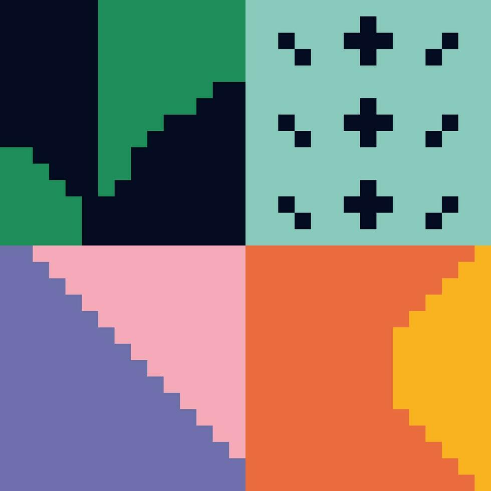 uma Series do pixel arte quadrados com diferente cores vetor