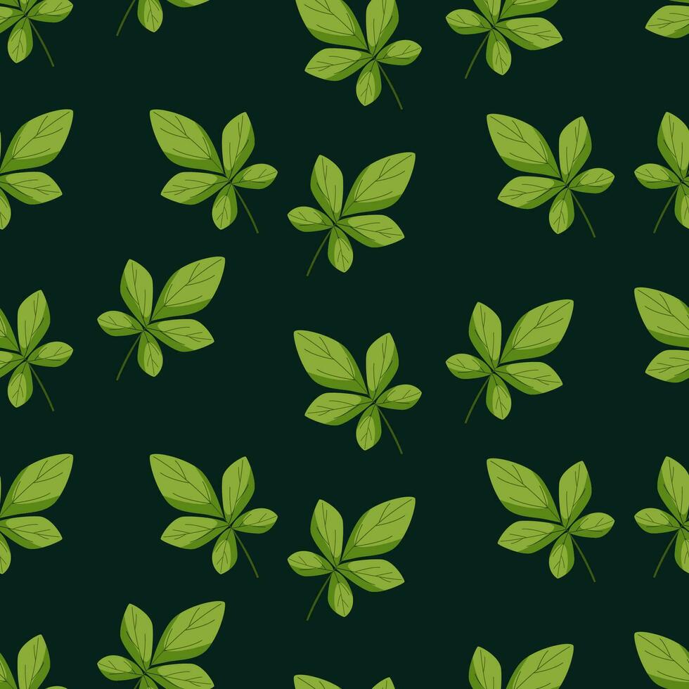 desatado padronizar castanha folhas vetor ilustração. botânico fundo papel de parede desenho animado desenhando do verde folhas do a plantar.