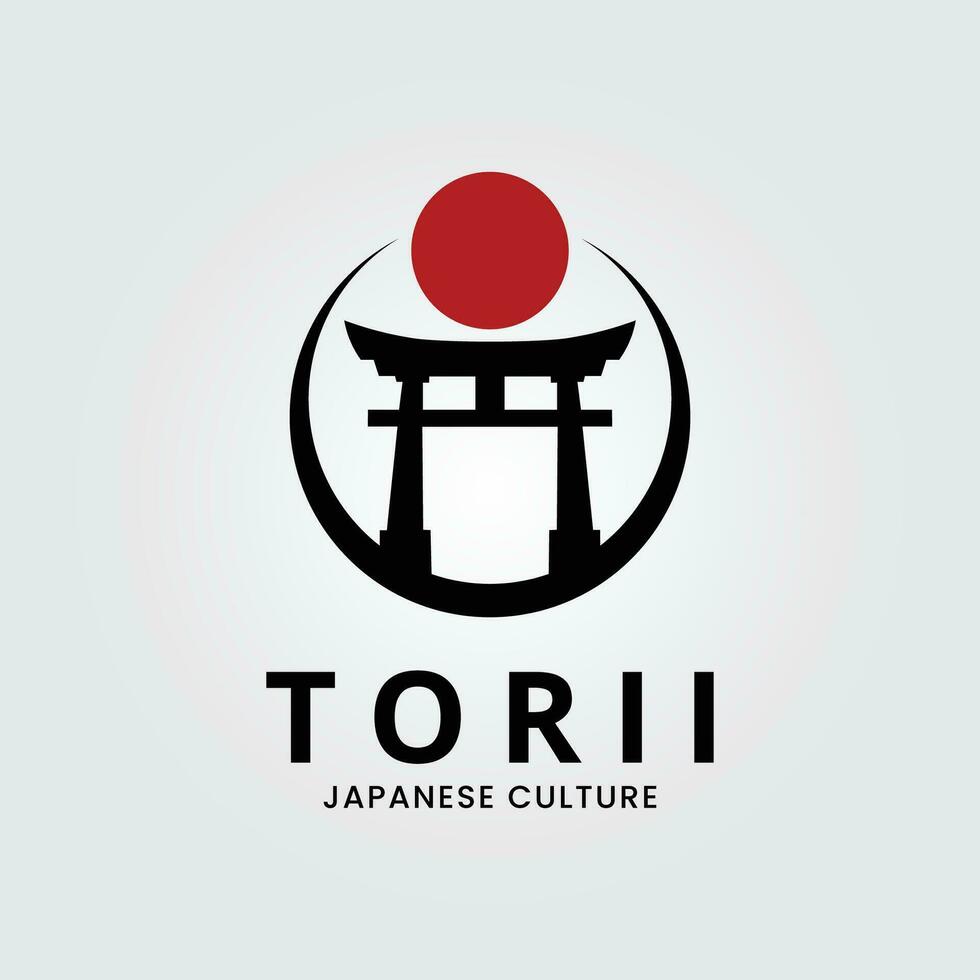 torii portão com reluzente logotipo vetor símbolo ilustração Projeto