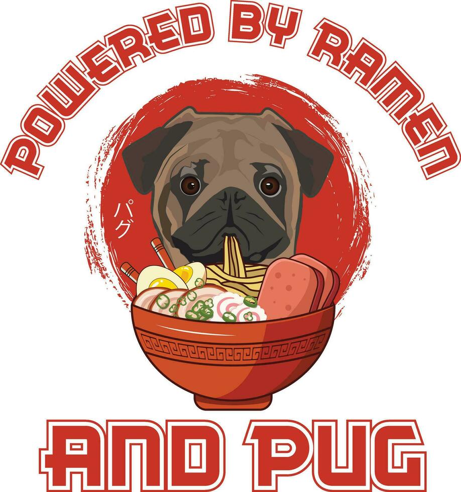 ramen Sushi pug cachorro desenhos estão amplamente empregado através vários Unid. vetor