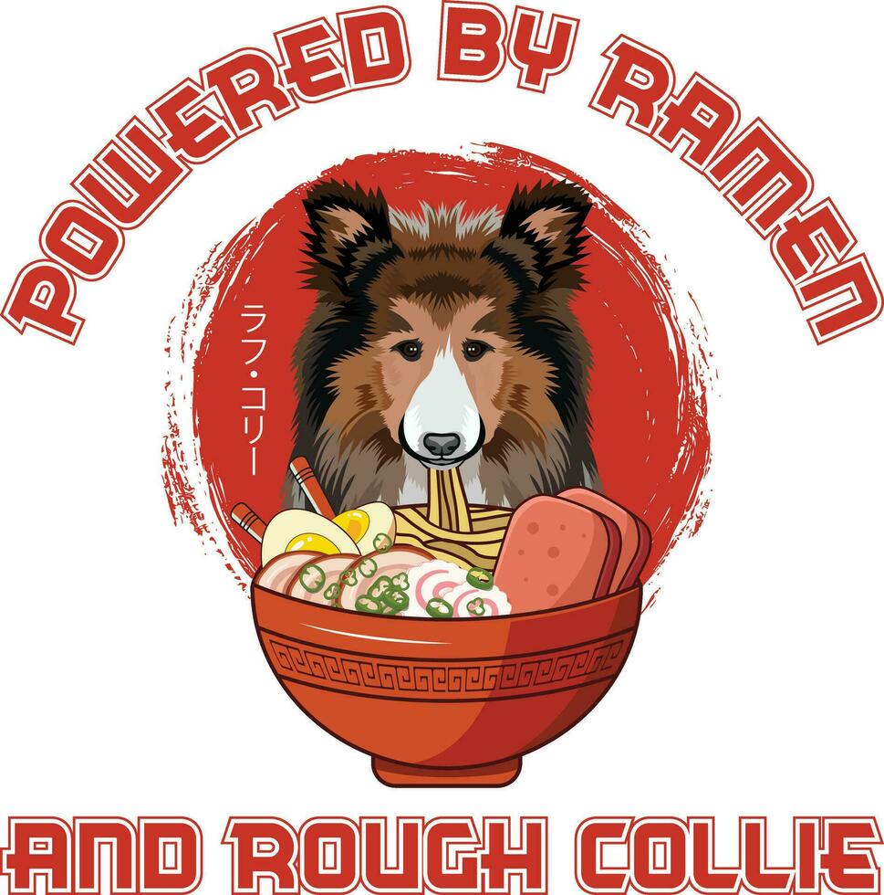 ramen Sushi rude collie cachorro desenhos estão amplamente empregado através vários Unid. vetor