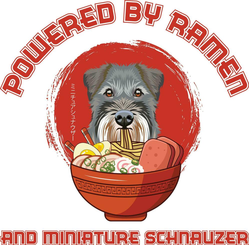 ramen Sushi miniatura schnauzer cachorro desenhos estão amplamente empregado através vários Unid. vetor
