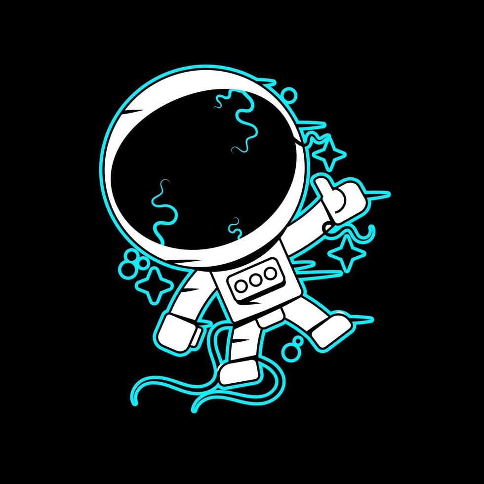 astronauta gráfico com preto vetor