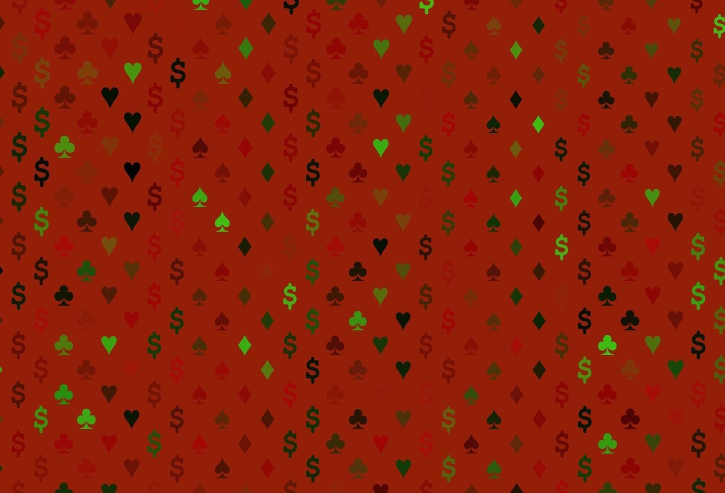 layout de vetor verde escuro e vermelho com elementos de cartas.