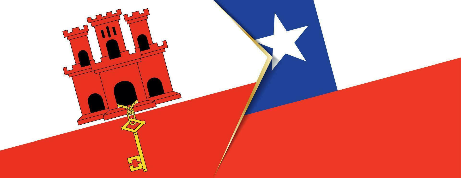 Gibraltar e Chile bandeiras, dois vetor bandeiras.