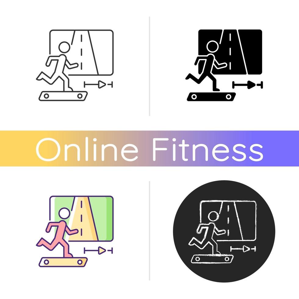 ícone de corrida de fitness online. vetor