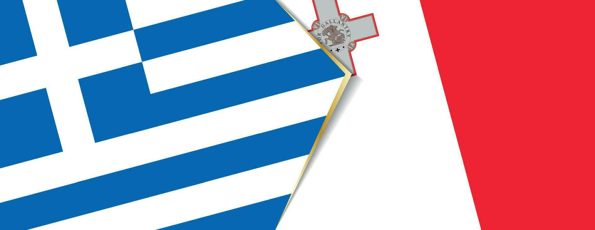 Grécia e Malta bandeiras, dois vetor bandeiras.