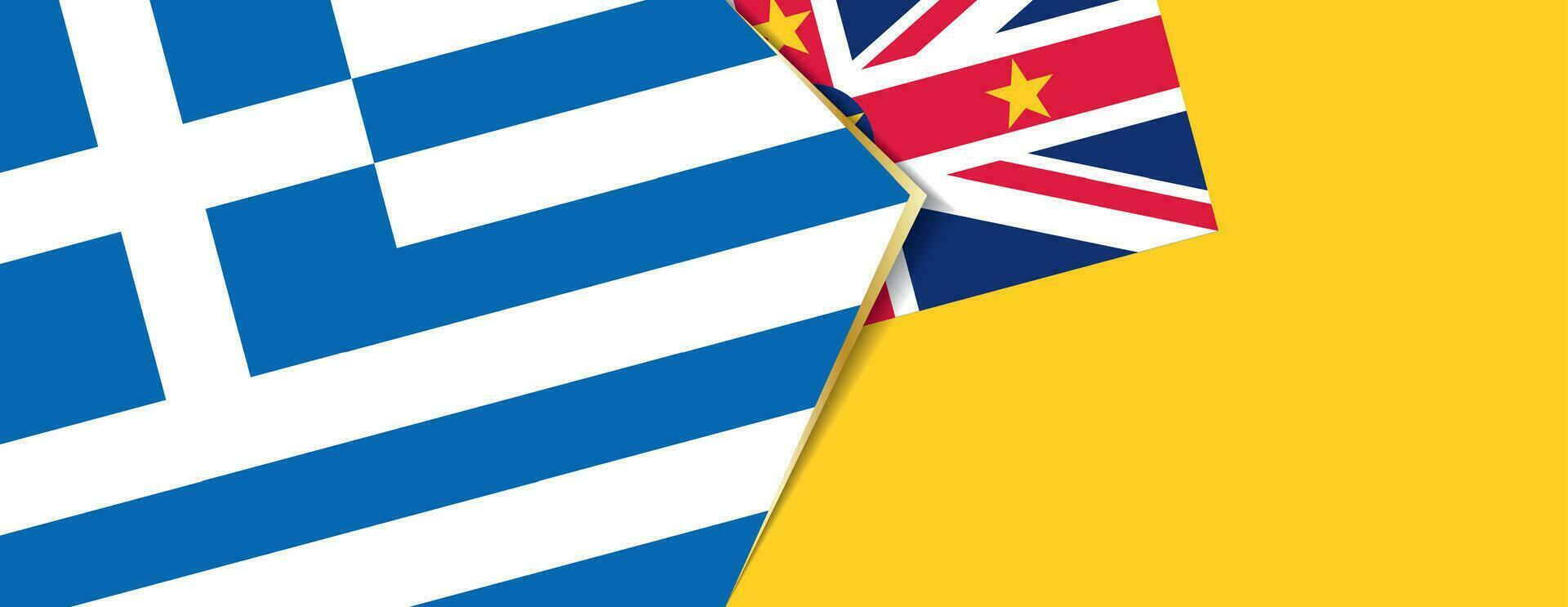 Grécia e niue bandeiras, dois vetor bandeiras.
