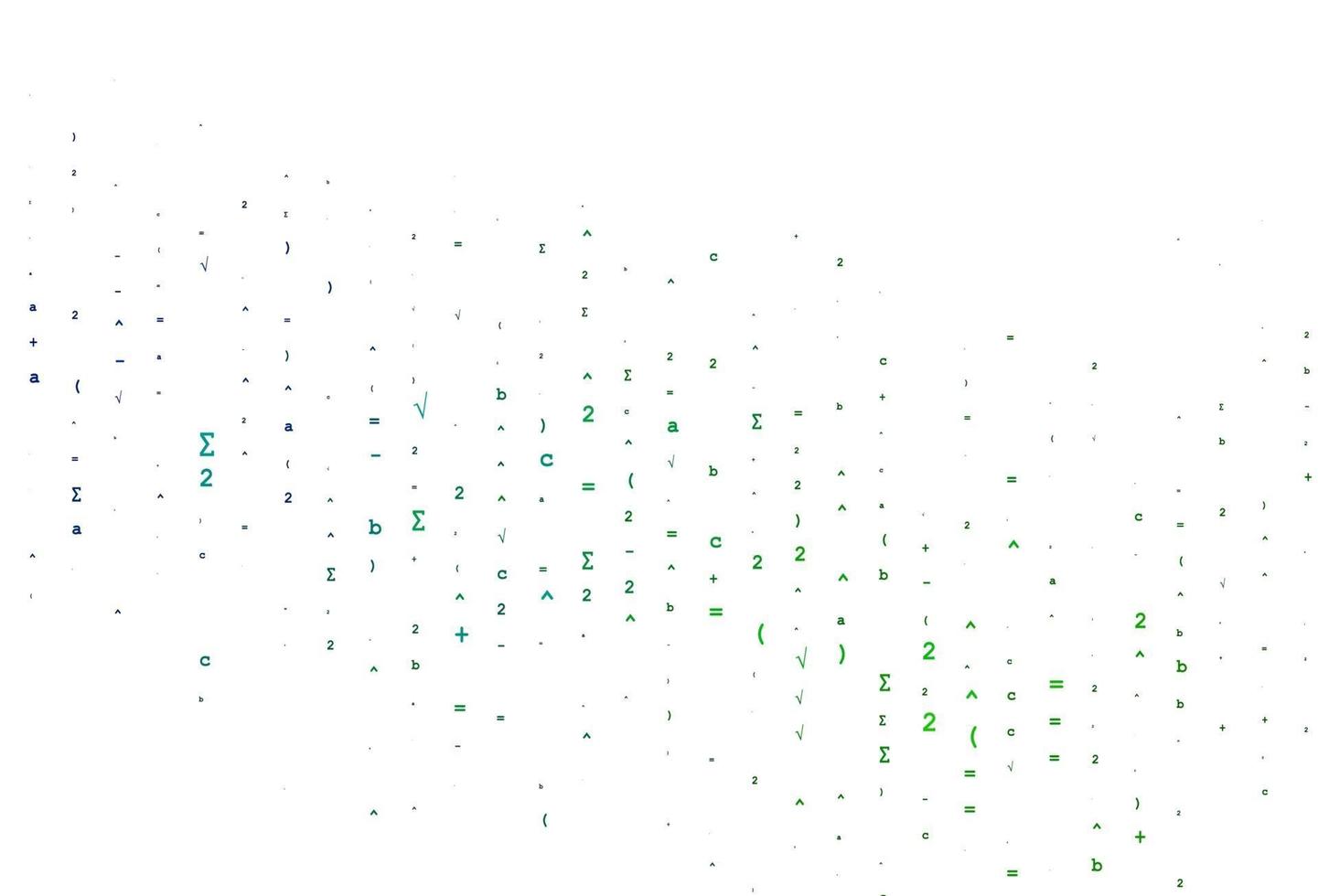 modelo de vetor azul claro e verde com símbolos matemáticos.