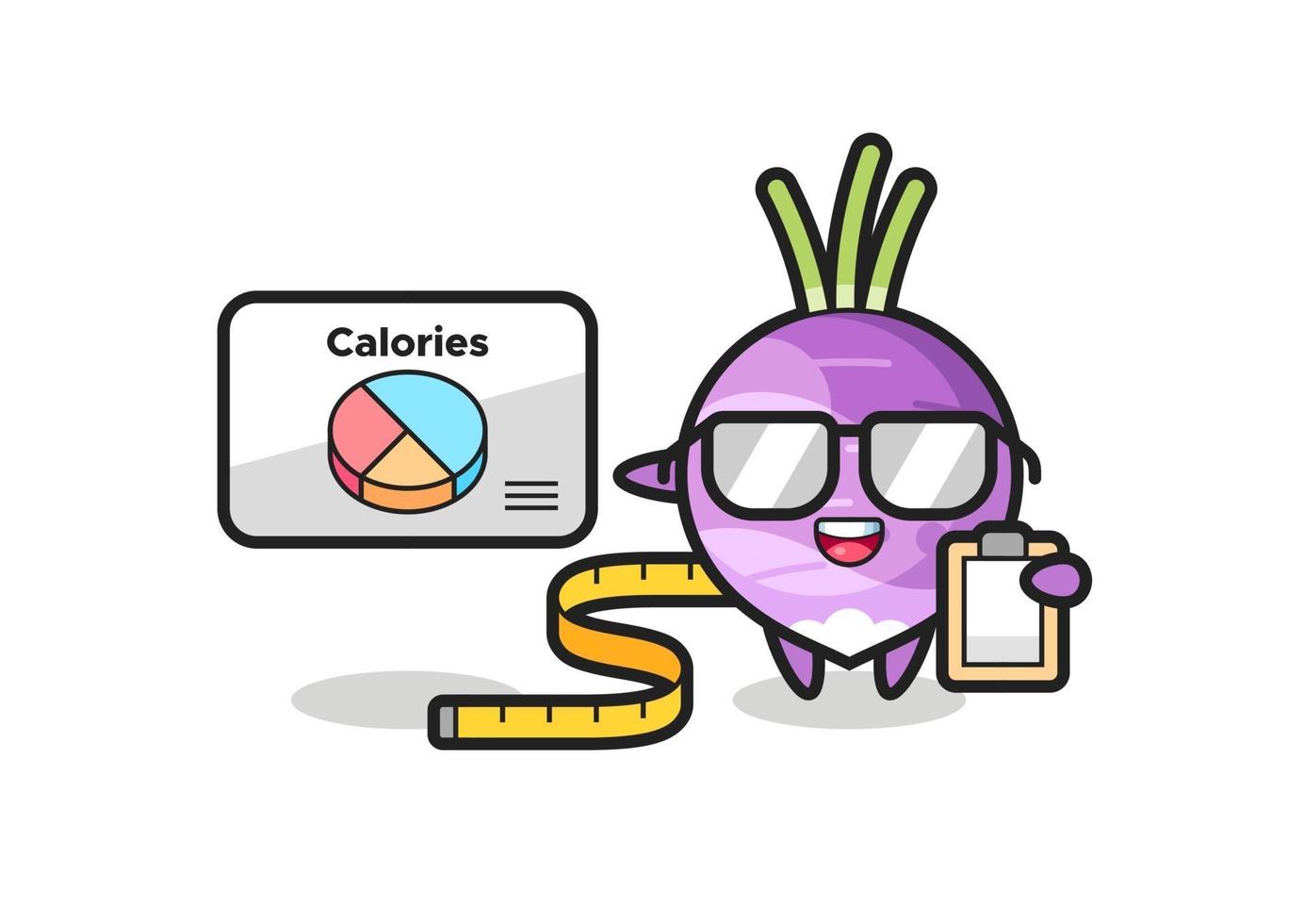 ilustração do mascote do nabo como nutricionista vetor