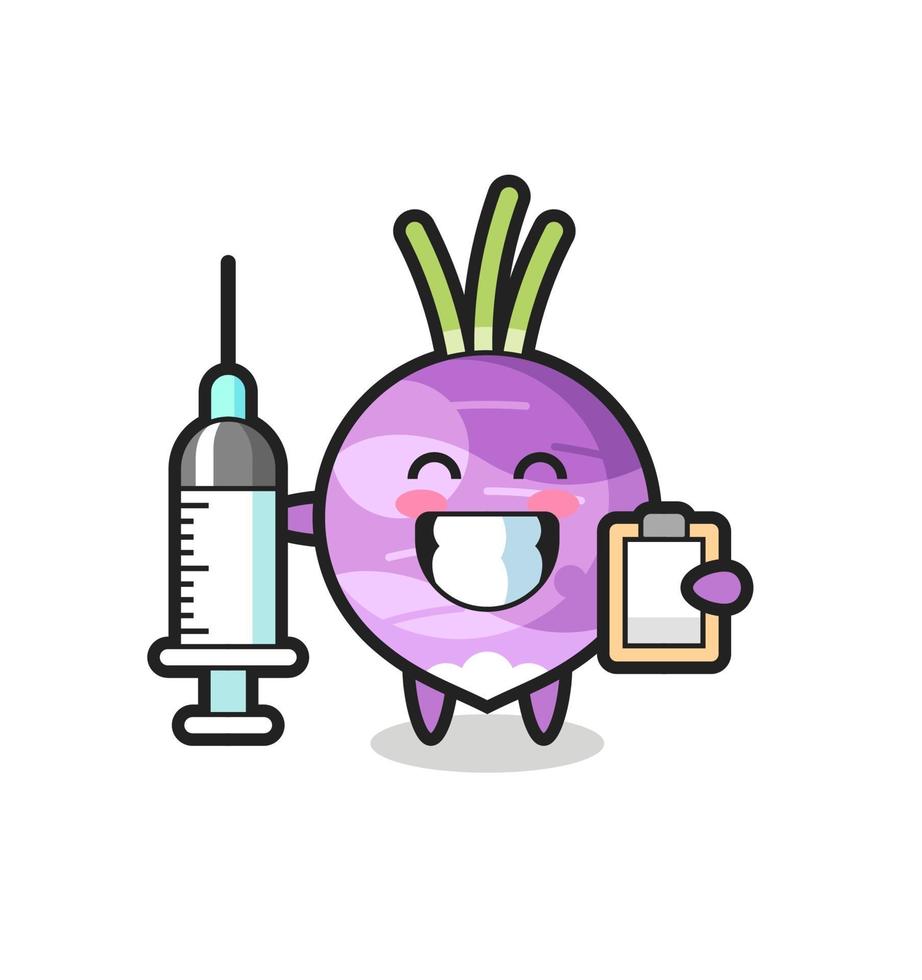 ilustração mascote do nabo como médico vetor