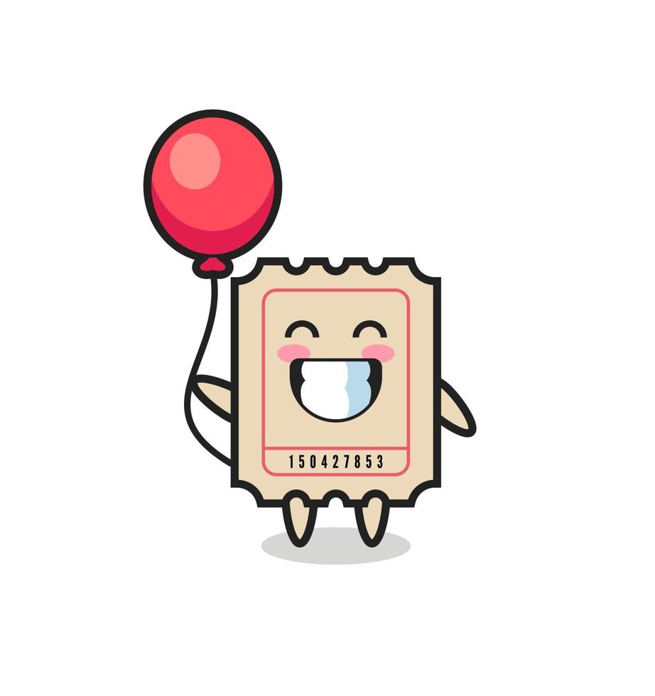 ilustração do mascote do bilhete jogando balão vetor
