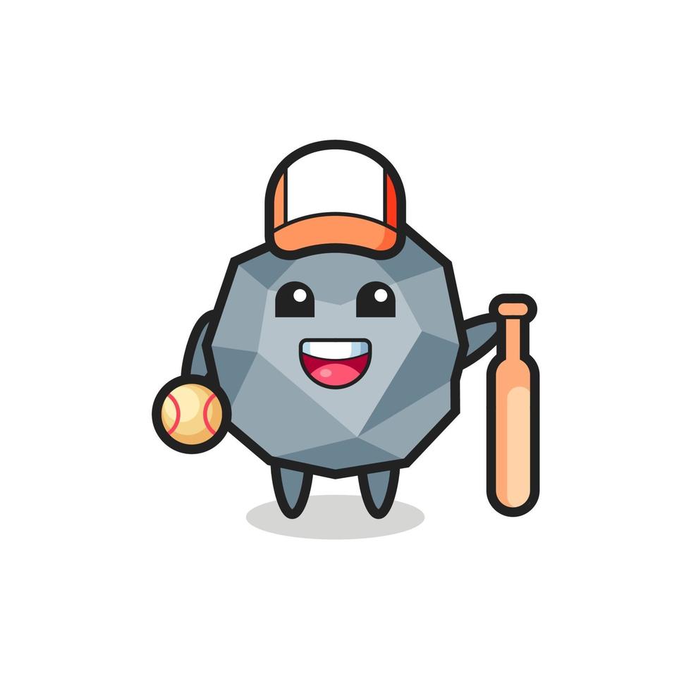 personagem de desenho animado de pedra como um jogador de beisebol vetor