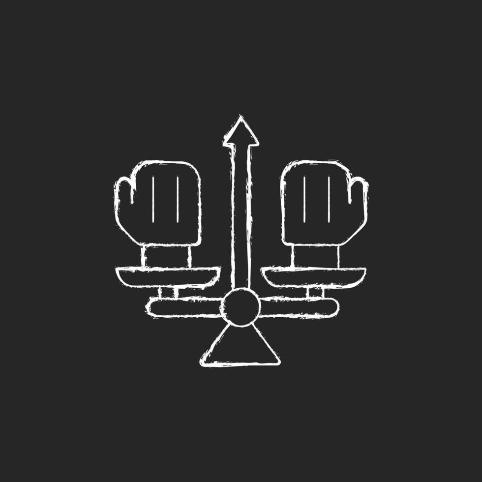 ícone de giz branco de gerenciamento de conflito em fundo escuro vetor