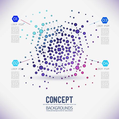 Estrutura geométrica do conceito abstrato, o espaço das moléculas, na rodada. vetor