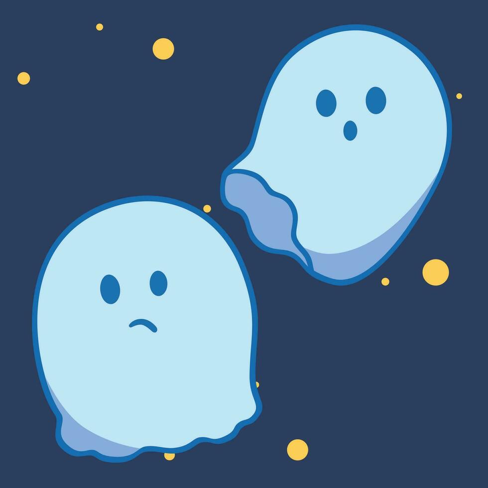 fofa desenho animado fantasma vaia simples vetor arte. fantasma blob personagem