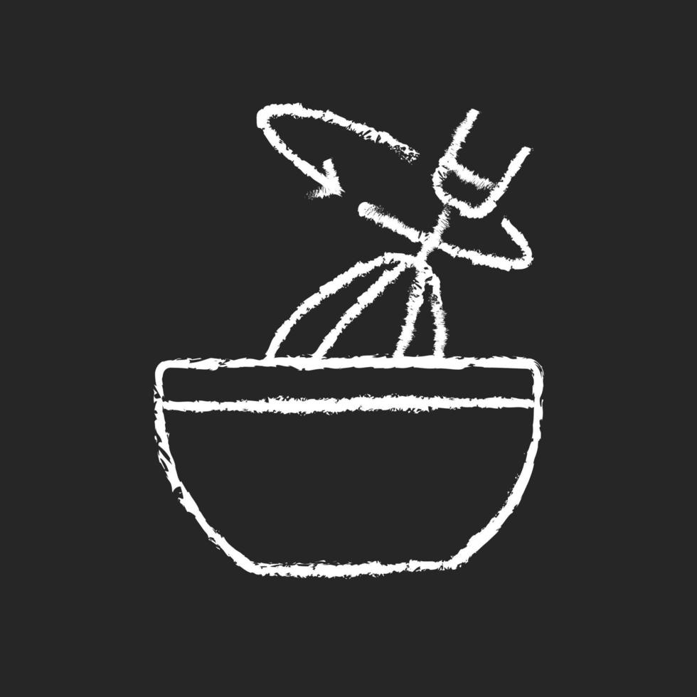 Misture o ícone de giz branco do ingrediente culinário no fundo escuro vetor