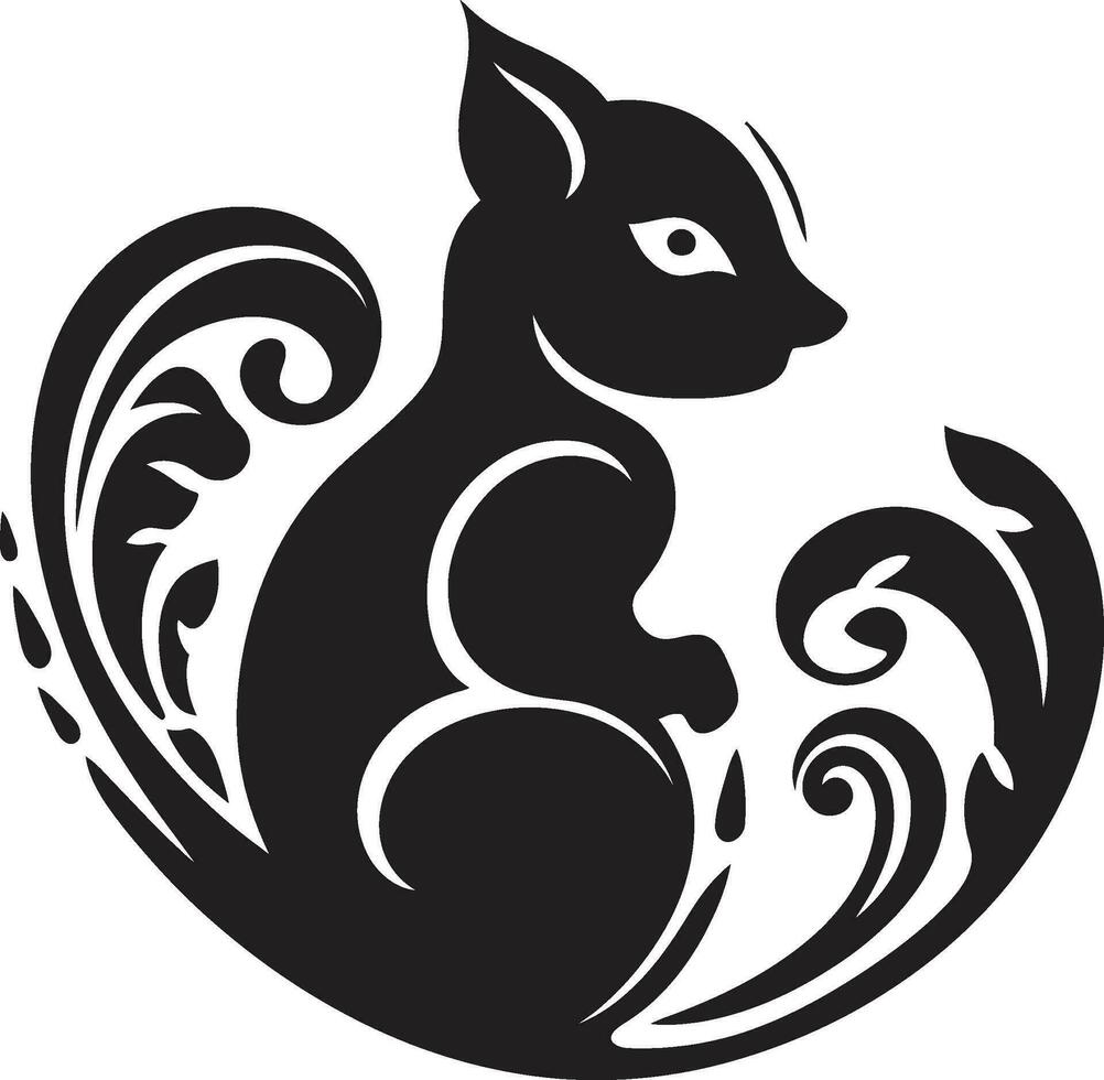 monocromático esquilo crachá Preto beleza esquilo emblema vetor