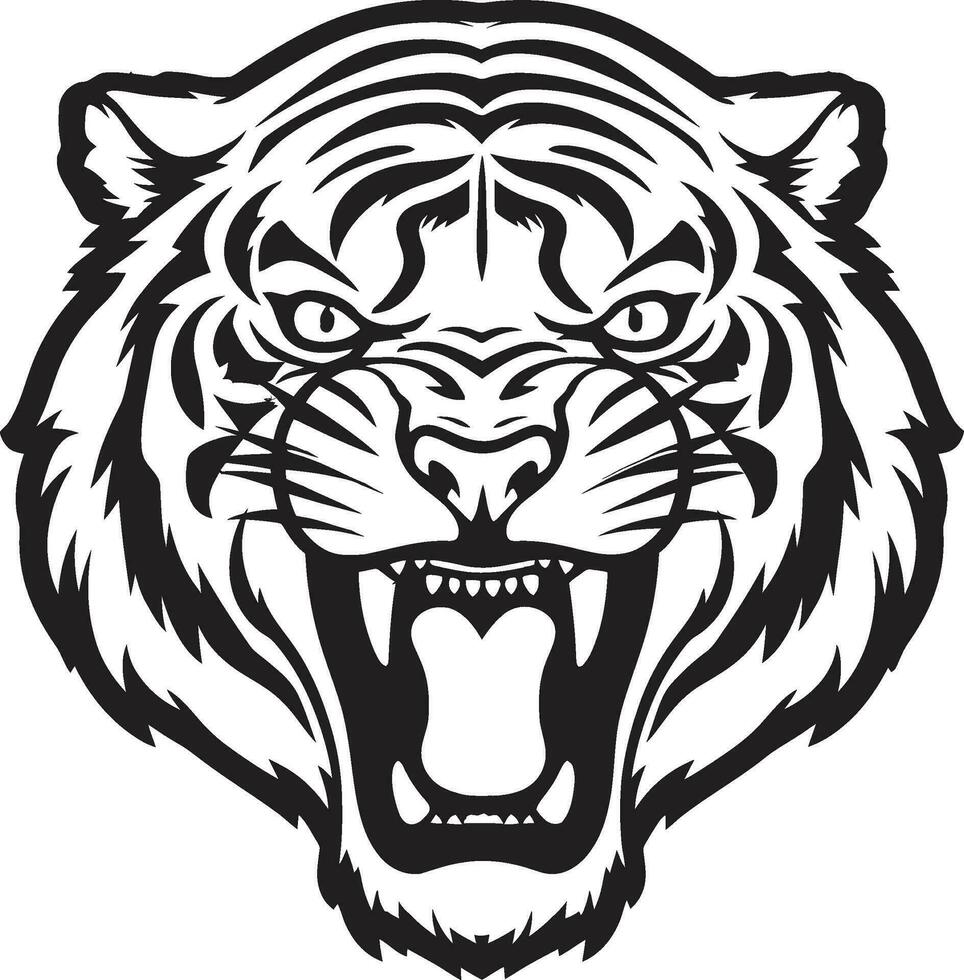 elegante tigre silhueta noturno predador símbolo vetor
