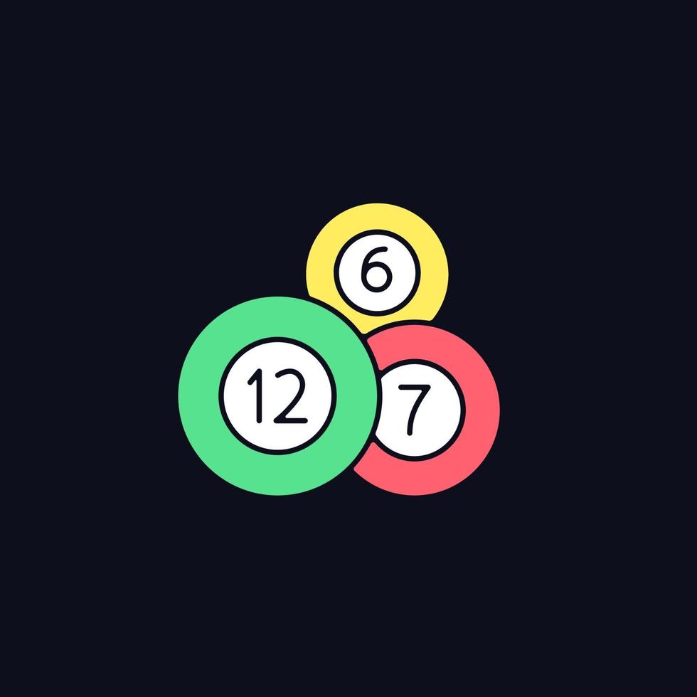 ícone de cor rgb de bolas de loteria para tema escuro vetor
