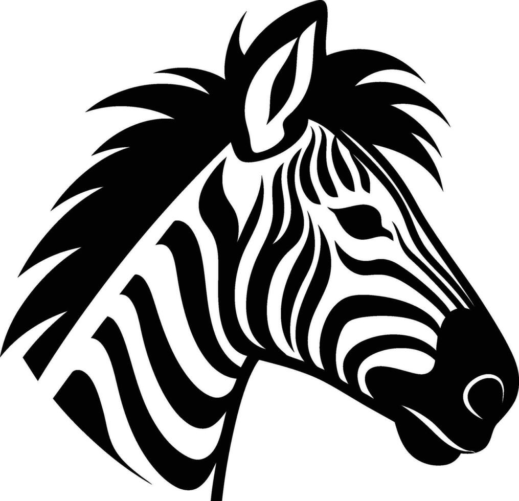 majestoso zebra face logotipo monocromático eqüino beleza insígnia vetor