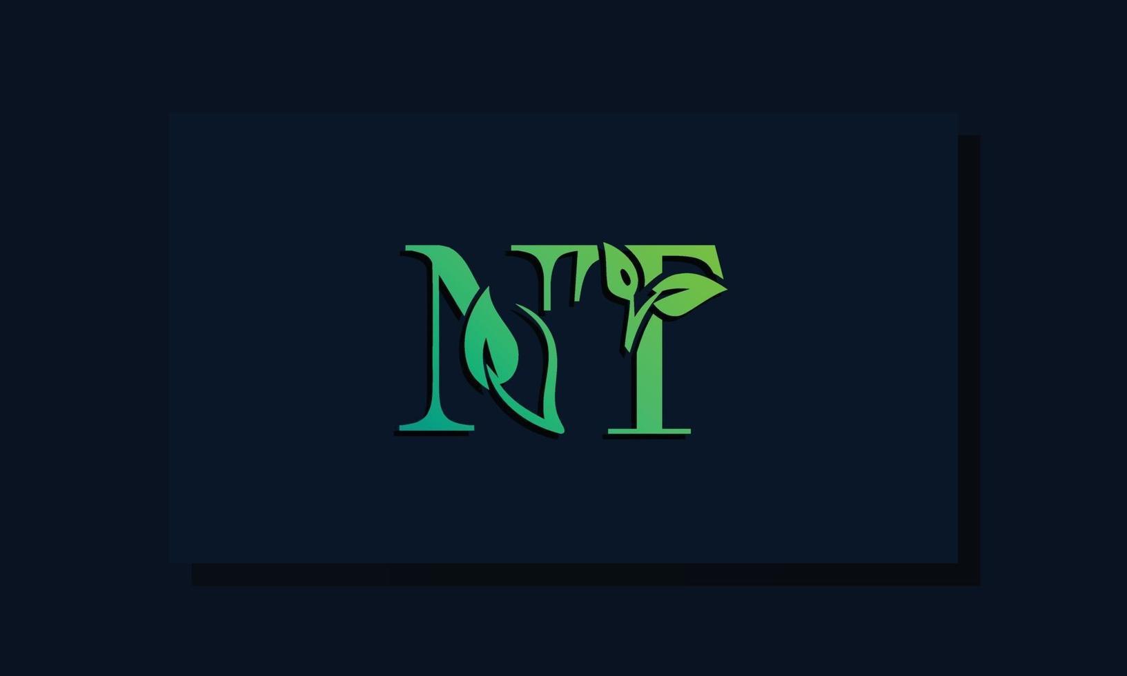 logotipo nt inicial em estilo folha mínimo vetor