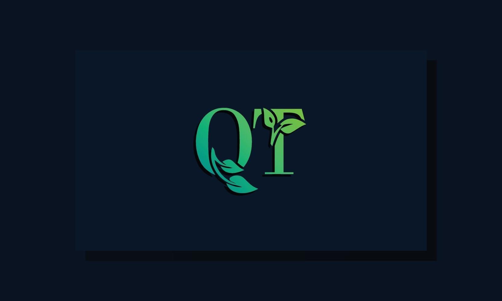 logotipo de qt inicial de estilo folha mínimo vetor