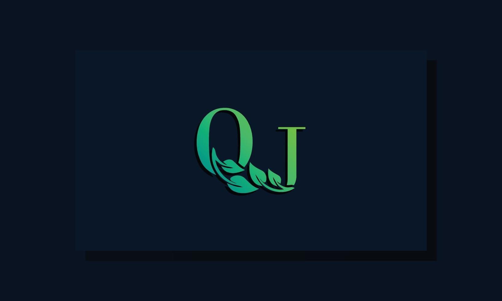 logotipo qj inicial em estilo folha mínimo vetor