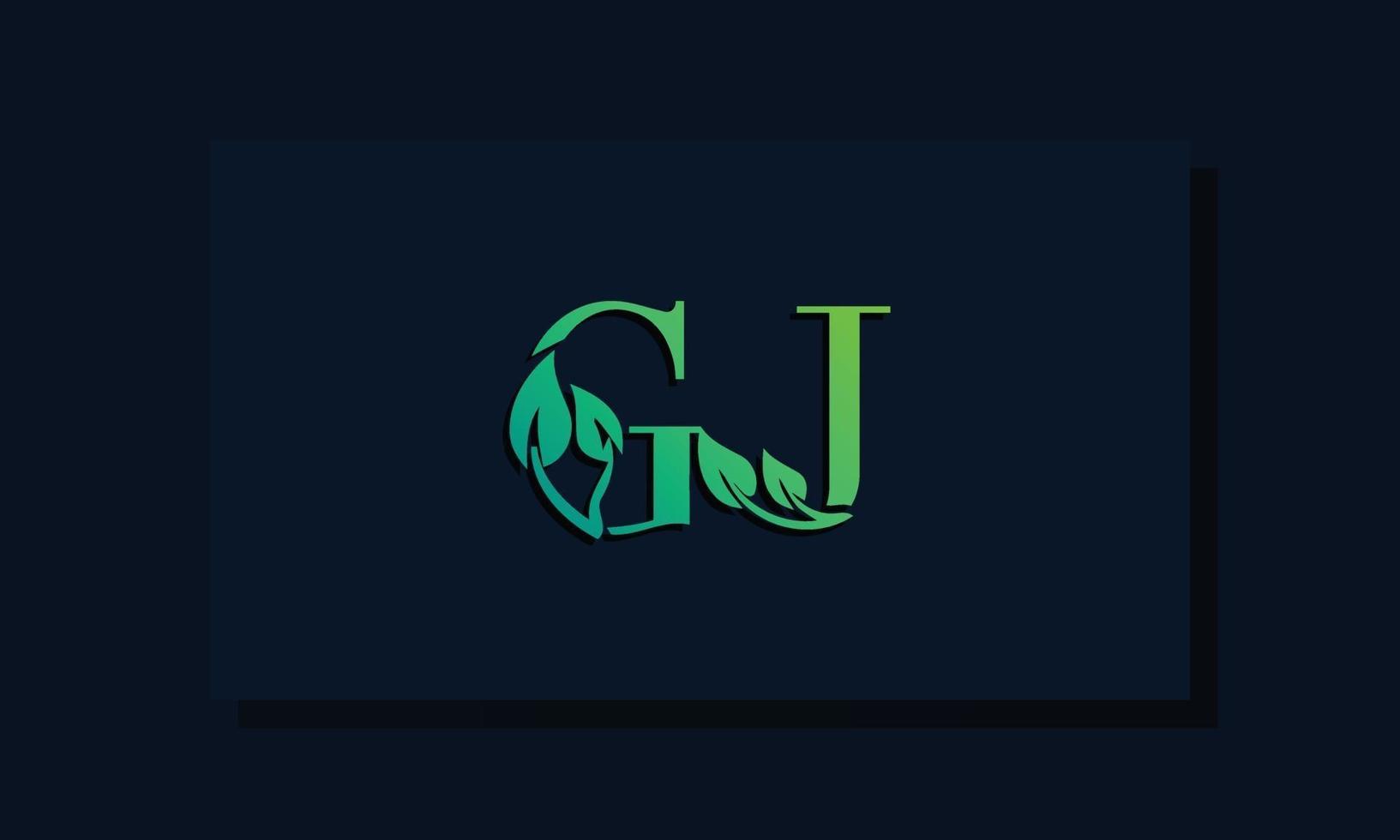 logotipo gj inicial de estilo de folha mínimo. vetor