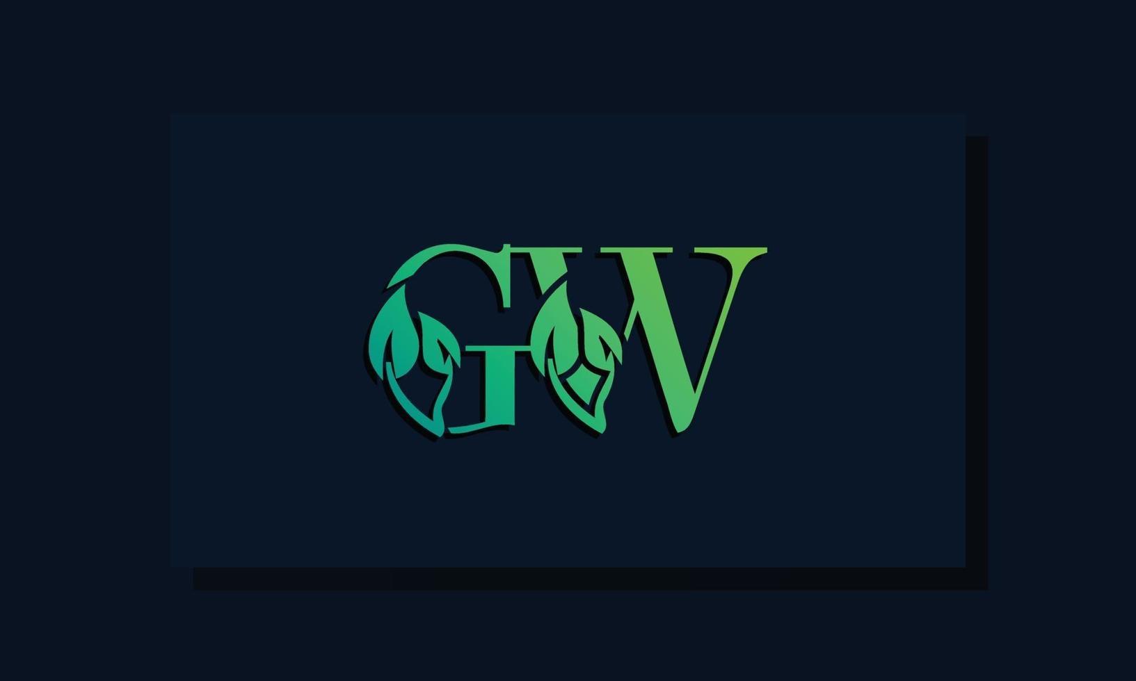 logotipo gw inicial de estilo de folha mínimo. vetor