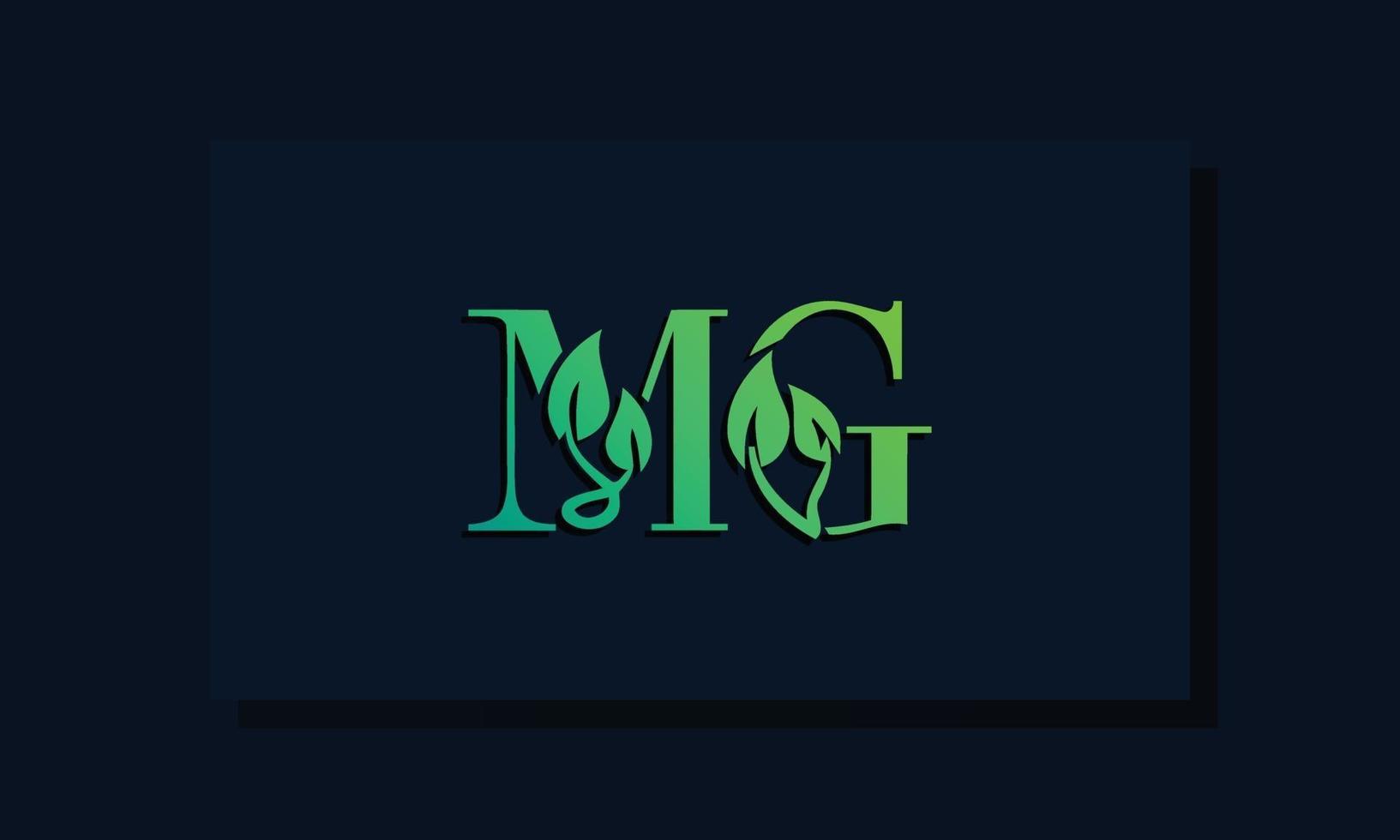 logotipo de mg inicial em estilo folha mínimo vetor