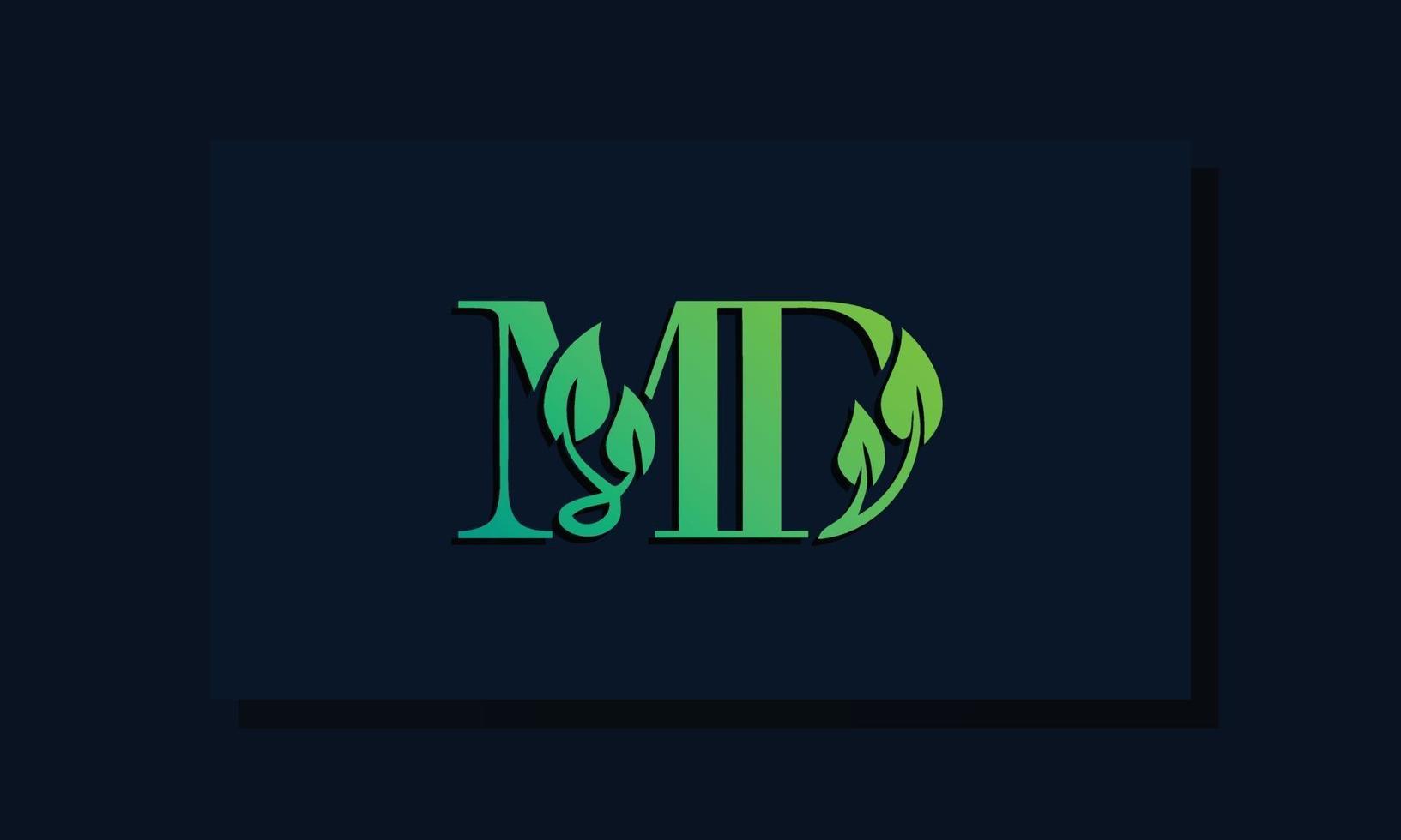 logotipo md inicial em estilo folha mínimo vetor