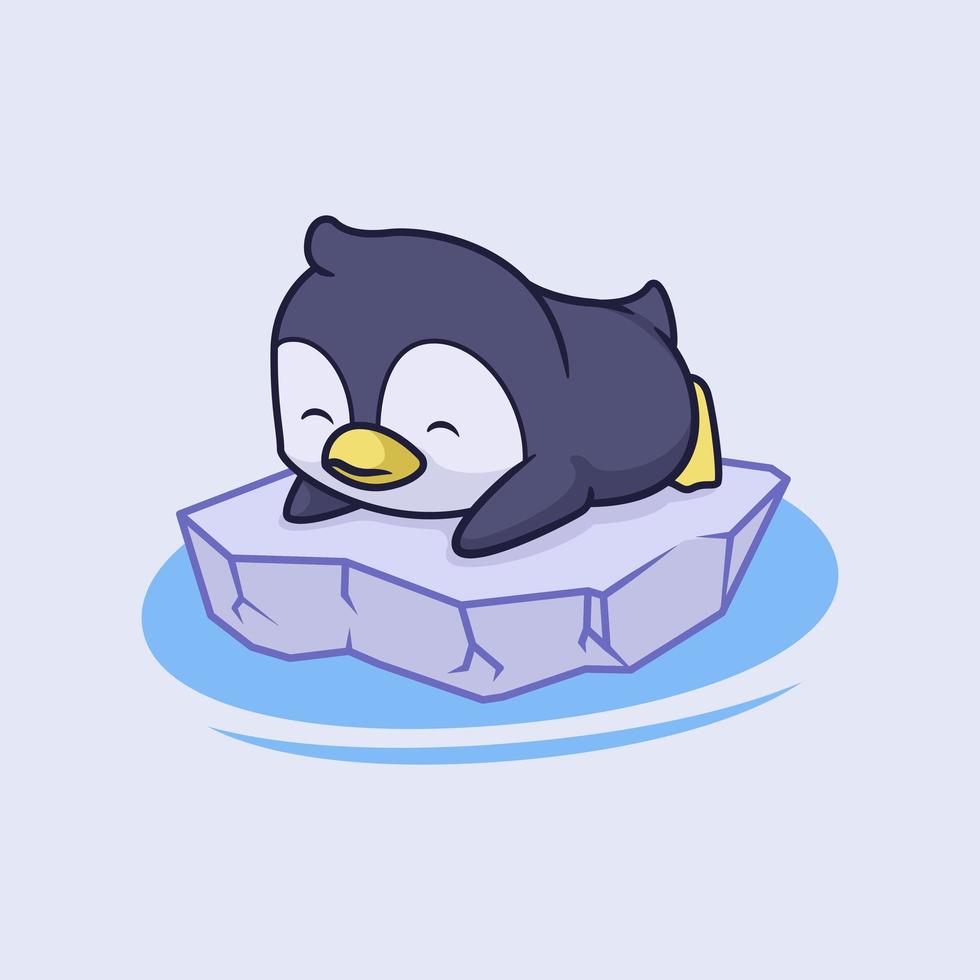 pinguim fofo dormindo no iceberg vetor